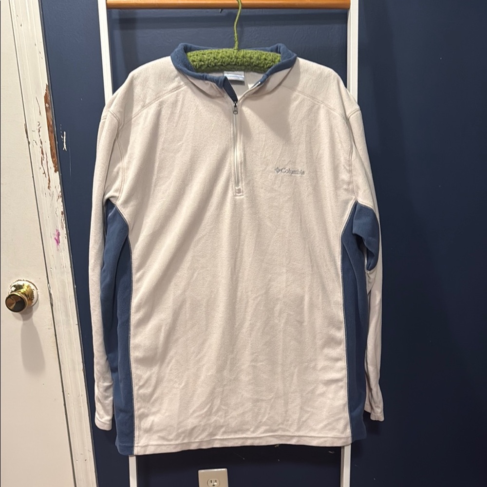 Columbia White and Blue Fleece Pullover